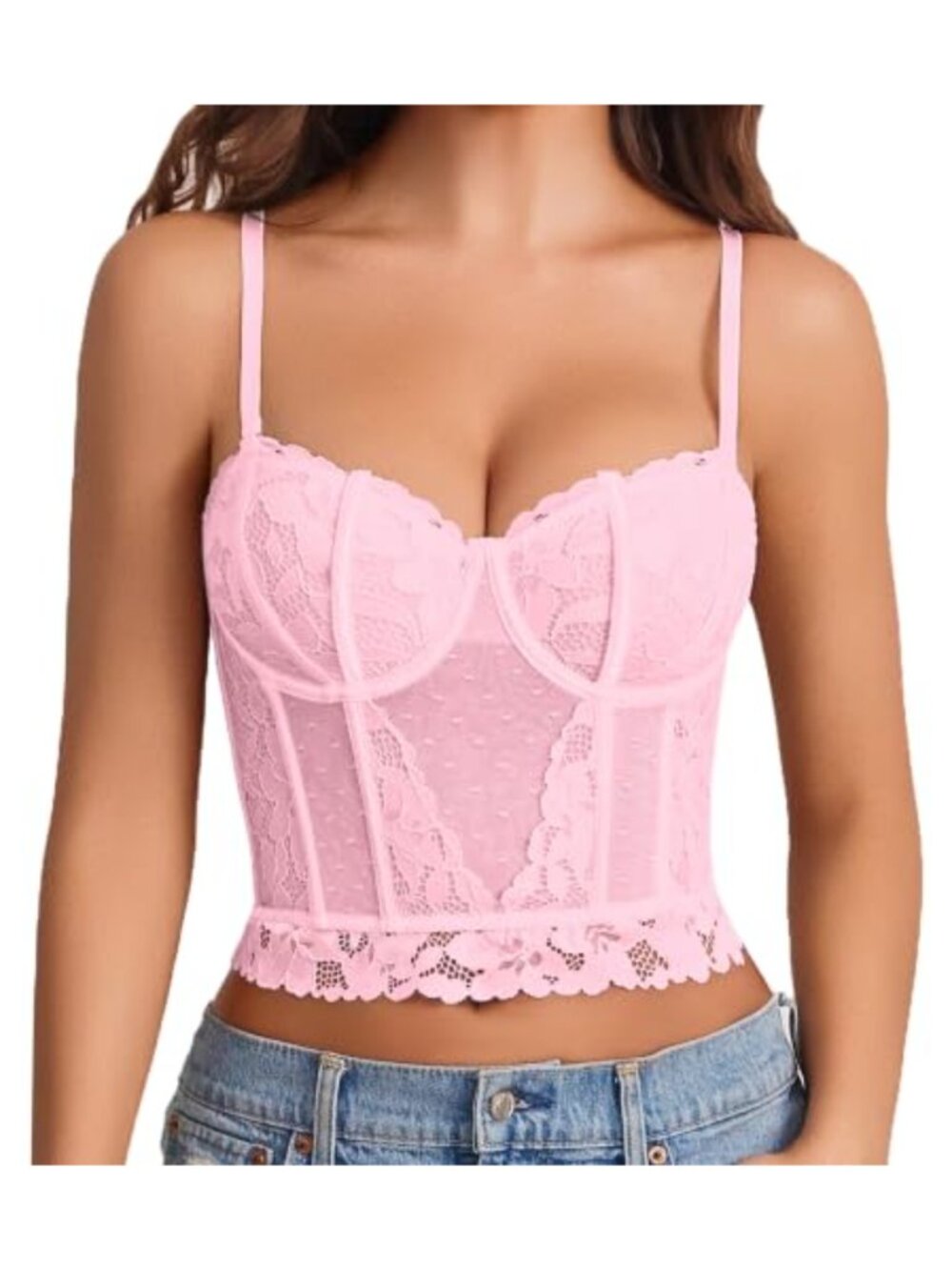 Lace Bustier Corset Crop Top Sexy V-Neck Underwire Going Out Party